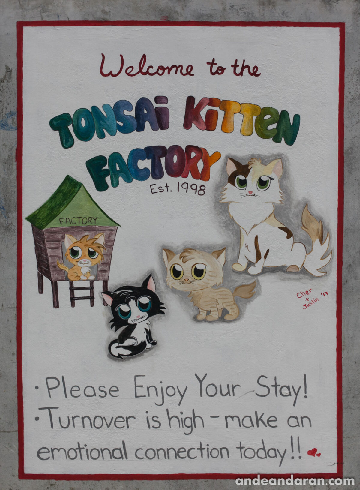 "Bienvenido a la fábrica de gatitos de Tonsai"